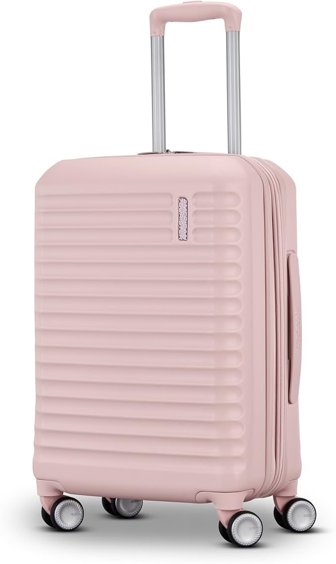 American Tourister Stratum 3.0 Carry-On Spinner, Airline Approved, Durable Hardside Luggage, Expands 1.5", RightHeight™ Adjustable Handle, Pink Blush