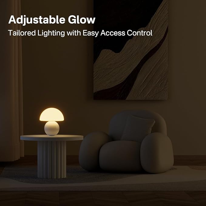 Mushroom Lamp Table Lamp for Bedroom,Desk Bedside Small Lamps for Living Room Night Stands,Mushroom Decor Cute Mini Modern Mid Century Lamps,Unique Aesthetic Home Living Room Decor(White)