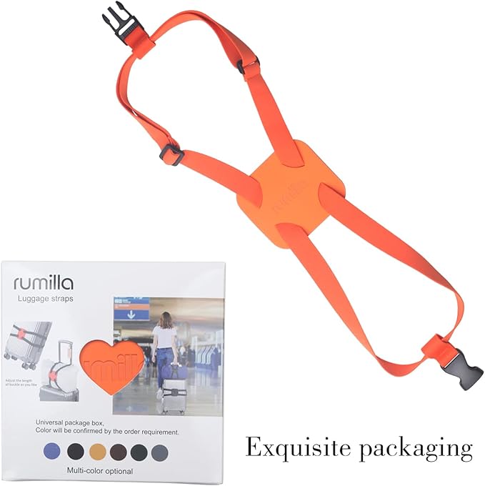 Luggage Straps Bag Bungee， Luggage Straps Suitcase Adjustable Belt，Add a Bag Easy to Travel Suitcase Elastic Strap Belt (Orange Luggage strap-1PCS)