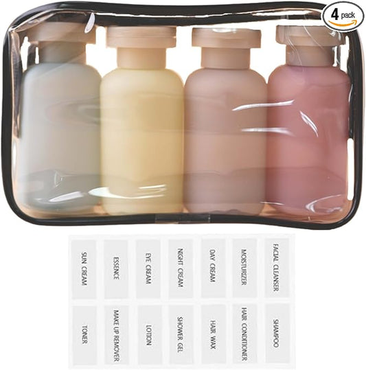 3.4oz Travel Shampoo Bottle with Flip Cap, Leak Proof Plastic Squeeze Bottles, Reusable Empty Travel Shampoo and Conditioner Bottles for Creams, Lotion, Foundation, Conditioner (Garden Series, 4Pcs)