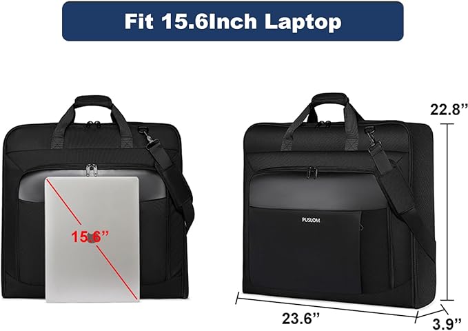 Garment Bag Travel Suit Bag Large 40-Inch Carry on Bag Up to 3 Suits,2 in 1 Hanging Luggage Bags, Fits 15.6Inch Laptop