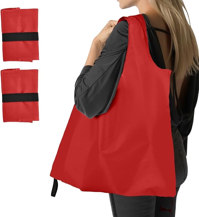Washable Reusable Grocery Bags, Foldable Reusable Shopping Bags, Polyester Tote, Pocket Size Carrier