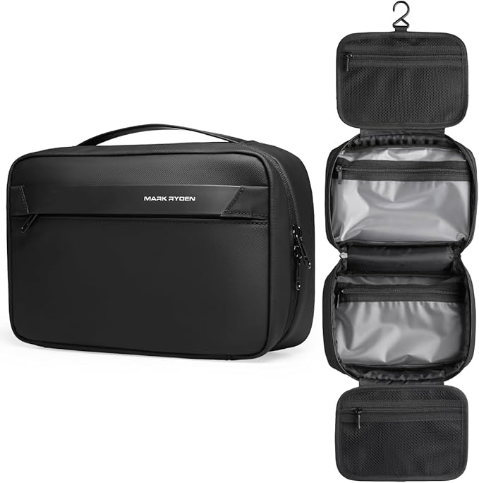 MARK RYDEN Toiletry Bag for Men, Travel Toiletry Organizer Dopp Kit Water-resistant Shaving Bag for Toiletries Accessories (Black)