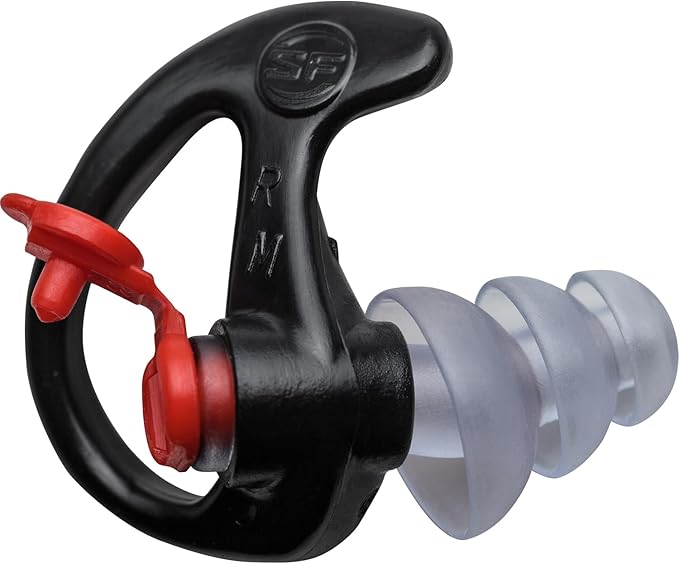 SureFire EP4 Sonic Defenders Plus Filtered Earplugs, Triple flanged Design, Reusable, Black, Medium