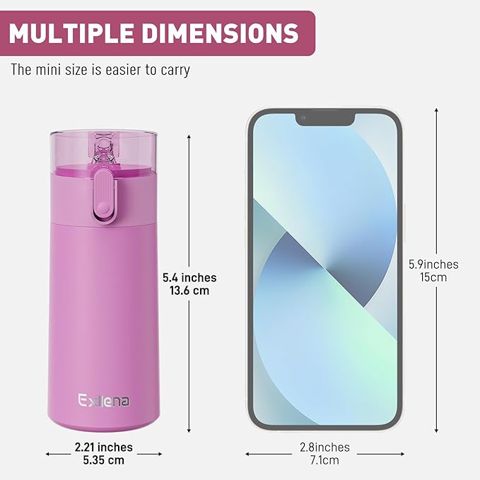 5oz Small Water Bottles with Straw, Mini Water Bottle with One-Hand Open Design, Leak-Proof Locking Lid for Hot&Cold Drinks, Small Travel Water Bottle - 100% Leakproof for School, Travel...(Lavender)