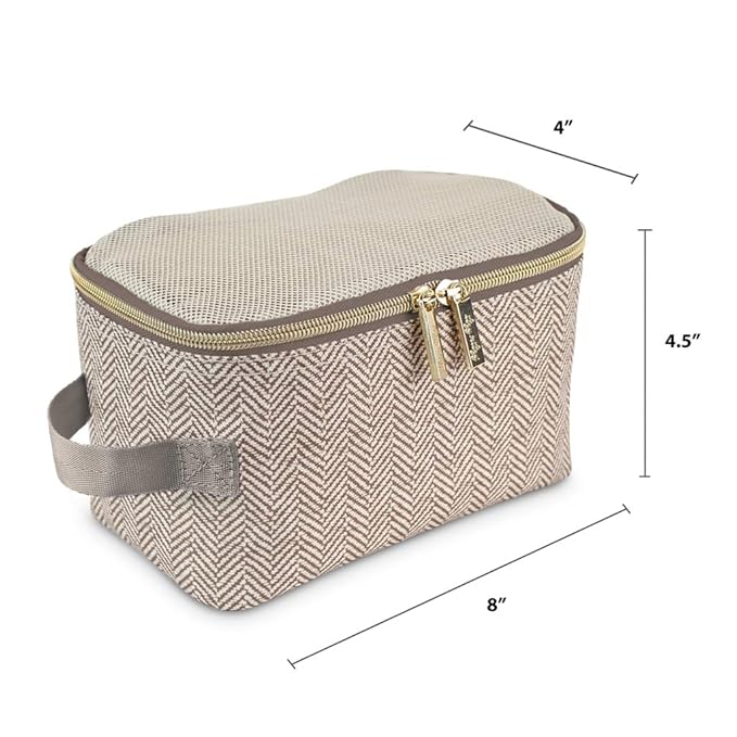 Itzy Ritzy Packing Cubes for Travel – Set of 3 Packing Cubes or Travel Organizers – Each Cube Features a Mesh Top, Double Zippers and a Fabric Handle (Taupe)