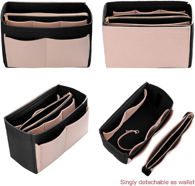 ZTUJO Purse Organizer Insert, Felt Bag Organizer with Metal Zipper, Handbag & Tote Shaper, For Speedy Neverfull Tote, 7 Sizes