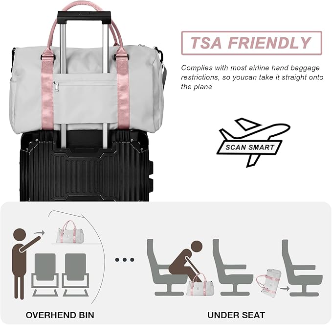 Weekender Duffel Bags for Women, Travel Totes Bag for Airplane, Cute Sports Gym Dance Bag Overnight Luggage Bag with Wet Pocket Shoe Compartment, Carry On Hospital Bag for Labor and Delivery