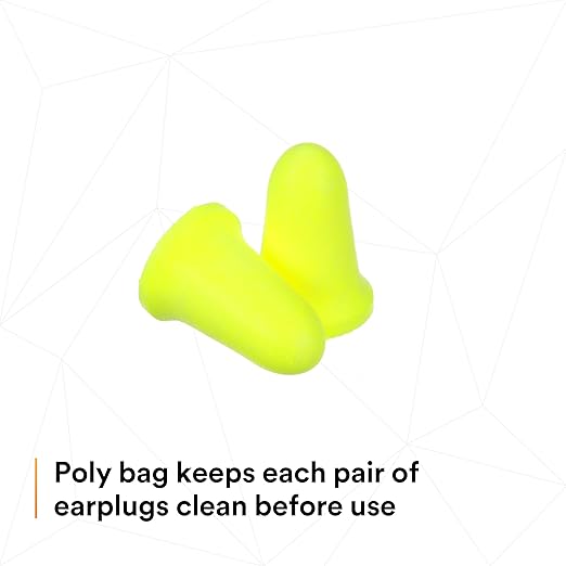 3M Ear Plugs, 200 Pairs/Box, E-A-Rsoft FX 312-1261, Uncorded, Disposable Foam Earplugs, Noise Reduction Rating NRR 33, Drilling, Grinding, Machining, Sawing, Sanding, Welding, 1 Pair per Poly Bag