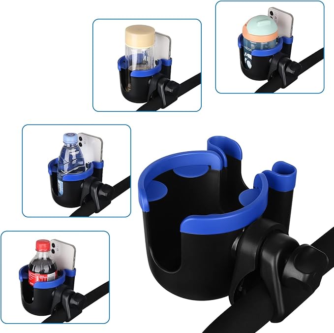 Accmor Stroller Cup Holder with Phone Holder, Bike Cup Holder, Universal Cup Holder for Uppababy Nuna Doona Strollers, 2-in-1 Cup Phone Holder for Stroller Bike Wheelchair Walker Accessory