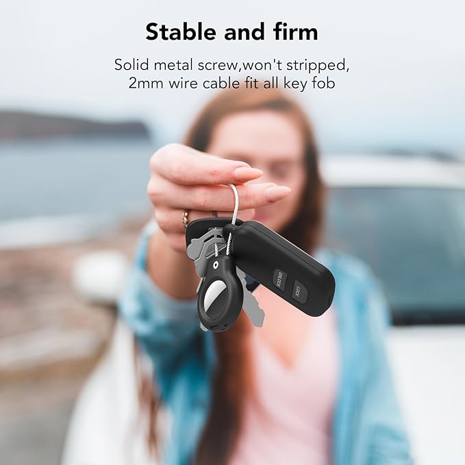 SPGUARD for AirTag Holder Case with Keychain 1st/2nd Air Tags-4 Pack for Apple Air Tag Holder with Wire Cable Lock Key Ring Chain Air Tagholder Accessories for GPS Item Tracker Kids,Keys,Luggage