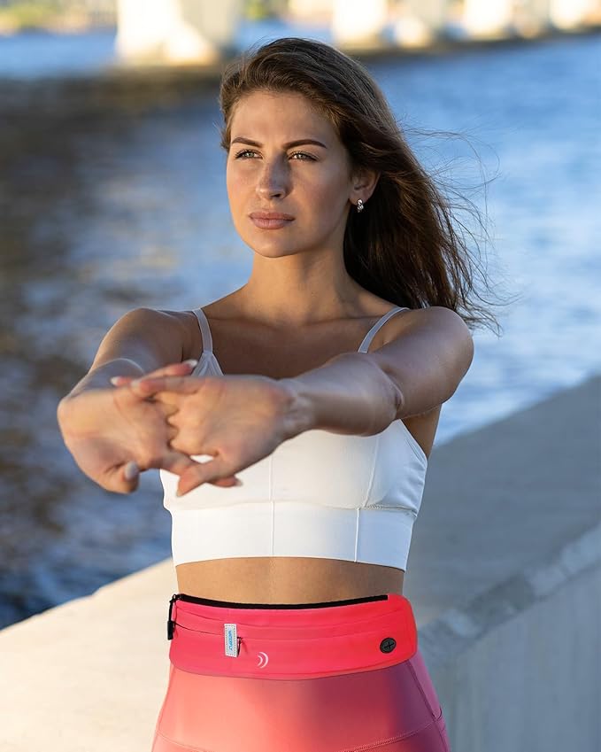 WATERFLY Running Belt Fanny Pack: Runner Marathon Jogging Waist Pack Sport Workout Exercise Fitness Phone Holder Belt for Men Women Jogger Slim Waistband