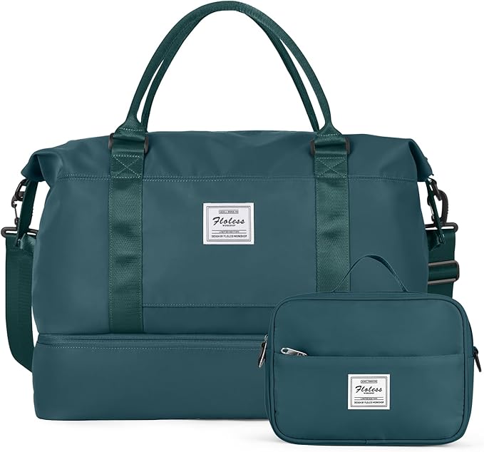 Travel Duffel Bag with Shoes Compartment, Overnight Weekender Bags for Women, Carry on Personal Item Travel Set