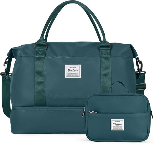 Travel Duffel Bag with Shoes Compartment, Overnight Weekender Bags for Women, Carry on Personal Item Travel Set
