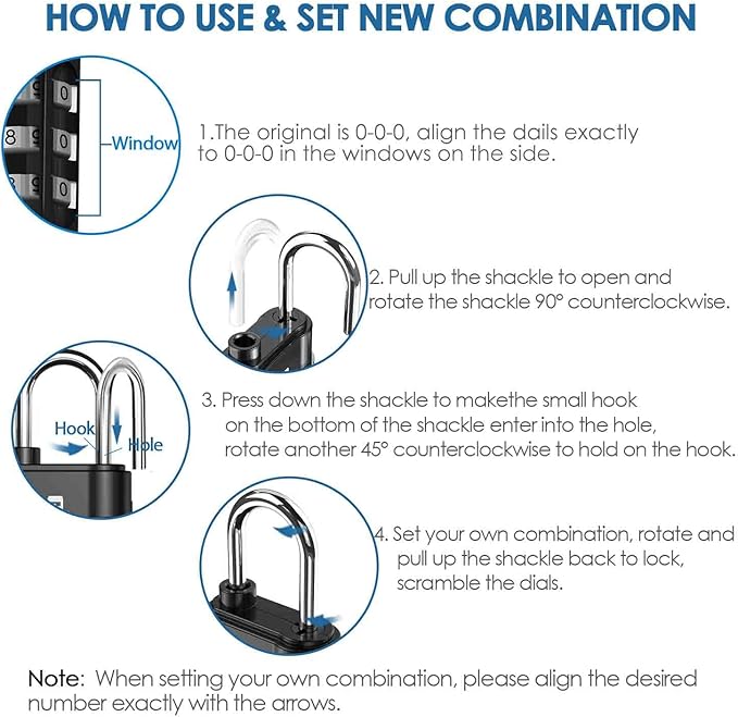 2 Pack TSA Approved Travel Luggage Locks, Combination Lock Alloy Body, Metal Keyless 3-Digit Padlocks, TSA Accepted Compatible Padlock for Gym Locker, Golf Bag Case, Backpack, Black-by GIVERARE