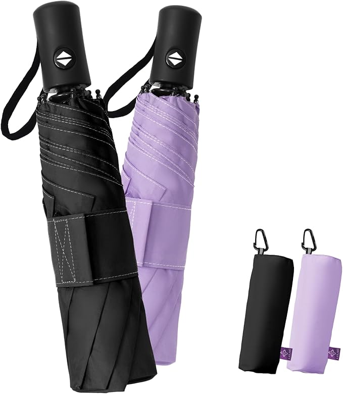 Compact Travel Windproof Umbrella, 43" Auto open/close Folding Quick Dry Umbrellas for Rain, Lightweight Portable Small for Backpack Car, Thoughtful Gift for Women Men Kids, TSA Approved