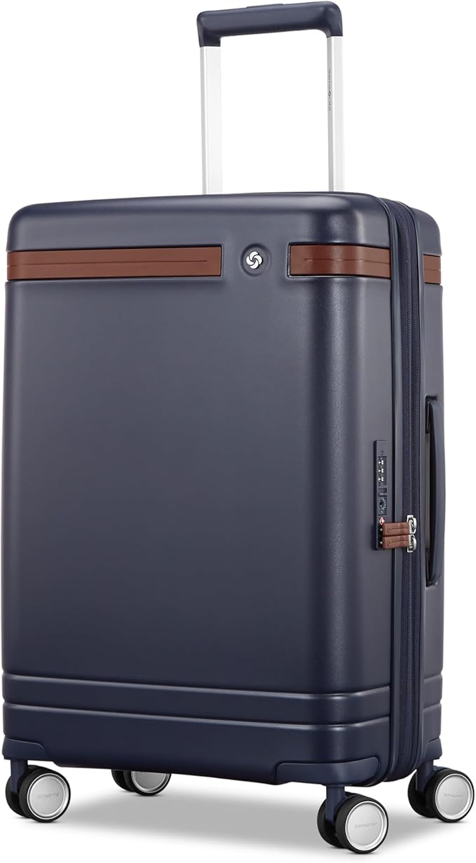 Virtuosa Hardside 21 Inch Carry On Luggage - Airline Approved with 360° Spinner Wheels, RightHeight™ Adjustable Handle - Zippered WetPak™ - TSA Lock - Expandable Light Polycarbonate Shell - Navy