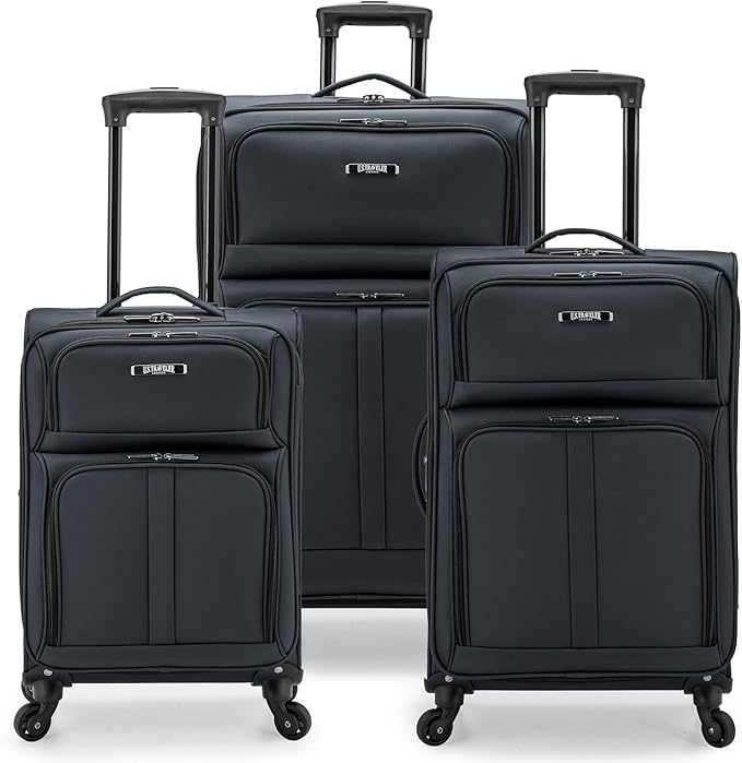 U.S. Traveler Anzio Softside Expandable Luggage with Spinner Wheels, Dark Grey, 3-Piece Set (22/26/30)