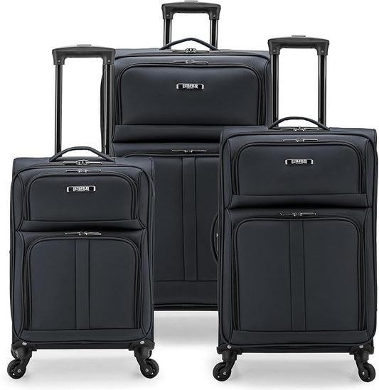U.S. Traveler Anzio Softside Expandable Luggage with Spinner Wheels, Dark Grey, 3-Piece Set (22/26/30)