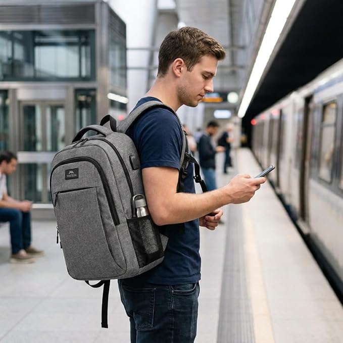 MATEIN Extra Large 18.4 Inch Laptop Backpack, Travel Computer Backpack TSA Friendly, Anti Theft College Backpack Flight Approved Business Work Big Bag for Women Men, Grey