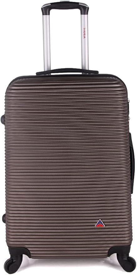InUSA ROYAL Hardside Spinner Luggage with Ergonomic Handles | Spacious Travel Suitcase with Four Spinner Wheels and Studs | 24 Inch Medium Hardside Spinner Luggage | Brown