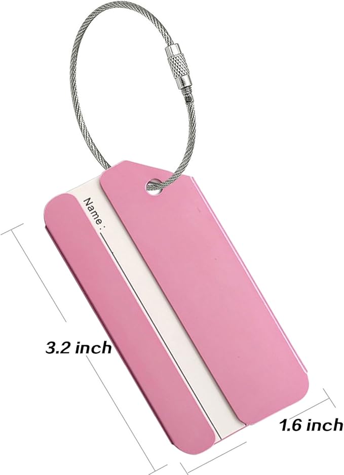 Aluminum Luggage Tags, Luggage Tag Holders for Travel Luggage Baggage Identifier by Ovener (5Pack Pink)
