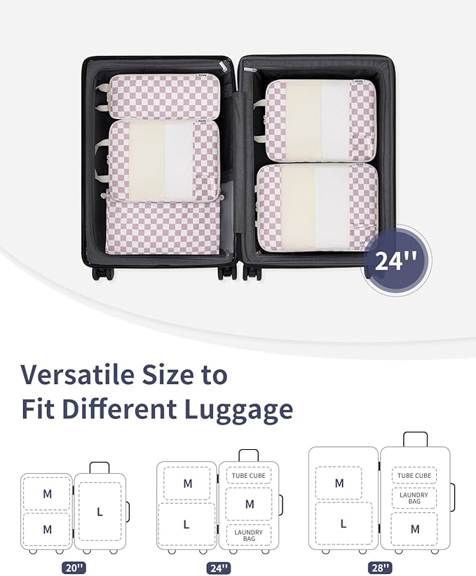 Narwey 6 Set/5 Set Compression Packing Cubes for Travel Kids Women Carry on, Packing Organizers Bag for Backpack Luggage Suitcase Duffle Bags