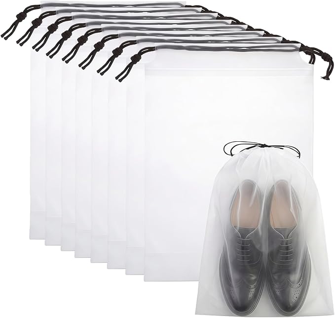 Drawstring Shoe Bags Shoe Bags for Packing, Storage Reusable Waterproof Shoe Organizers for Sneakers & Clothes, Translucent Travel Bags for Men Women (8 Pack)