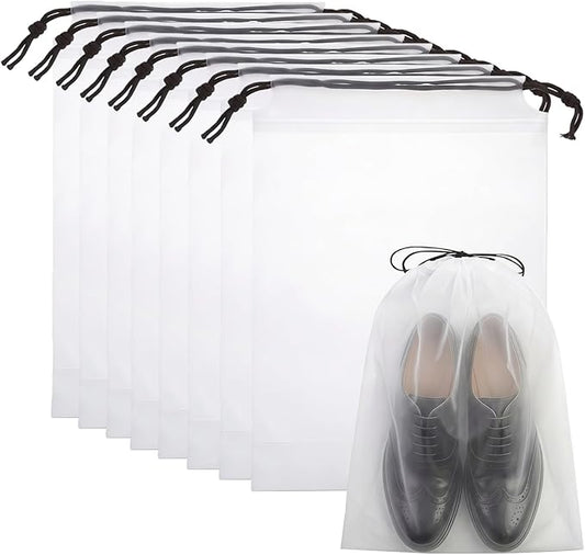 Drawstring Shoe Bags Shoe Bags for Packing, Storage Reusable Waterproof Shoe Organizers for Sneakers & Clothes, Translucent Travel Bags for Men Women (8 Pack)