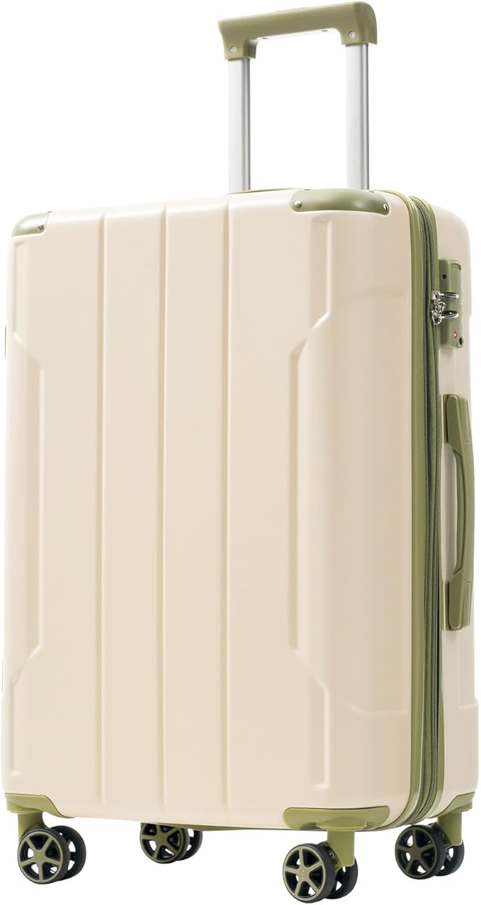 Merax 24 Inch Expandable Checked Luggage, Hardshell ABS Medium Suitcase with Spinner Wheels, TSA Lock, Lightweight Travel Suitcase for Long Trips and Vacations