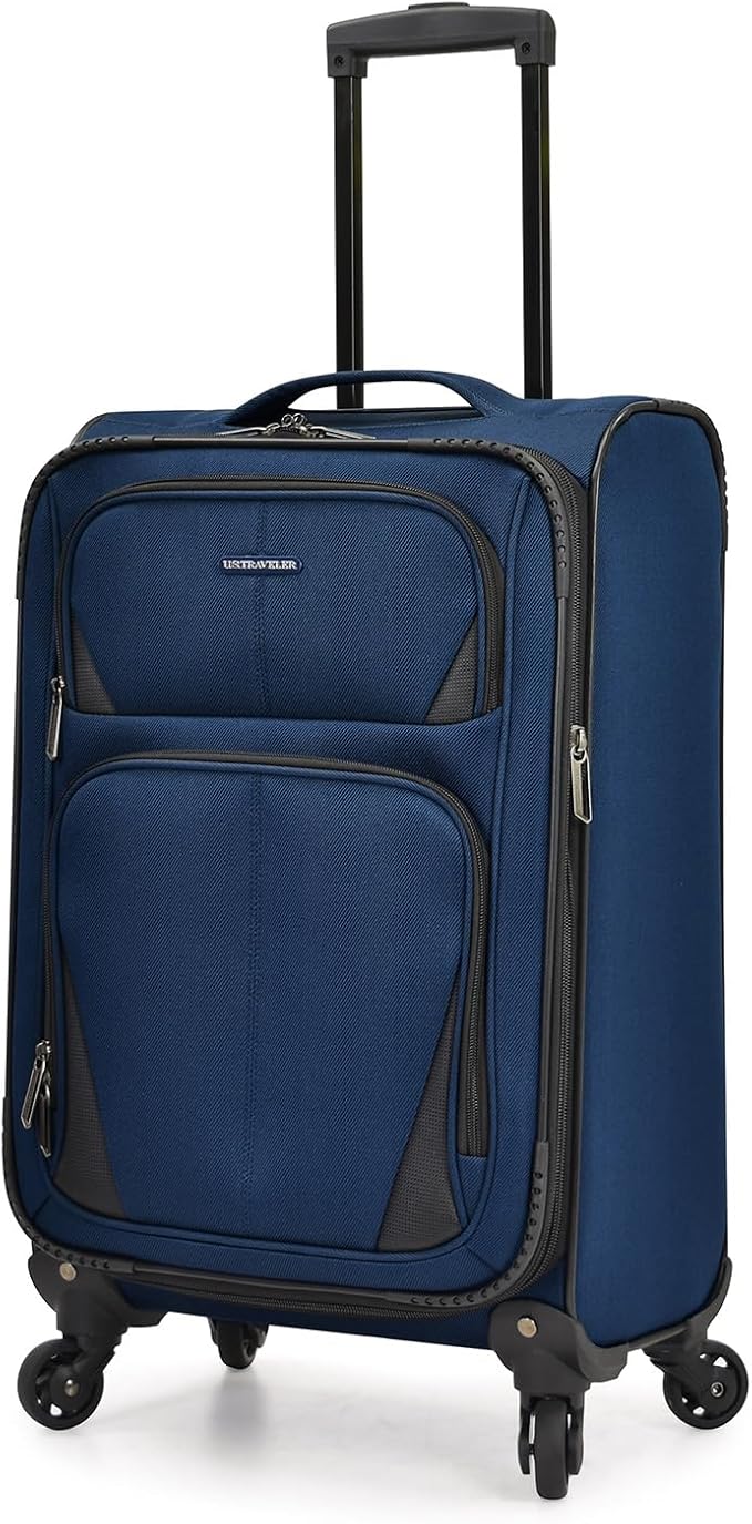 U.S. Traveler Aviron Bay Expandable Softside Luggage With Spinner Wheels, Navy, Carry-on 23-Inch