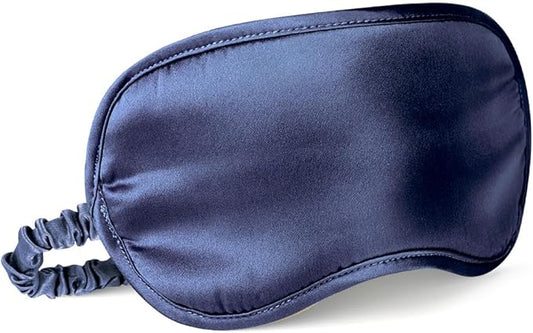 LULUSILK Mulberry Silk Sleep Eye Mask Blindfold with Elastic Strap Headband, Soft Eye Cover Eyeshade for Night Sleeping, Travel, Nap (Navy Blue)