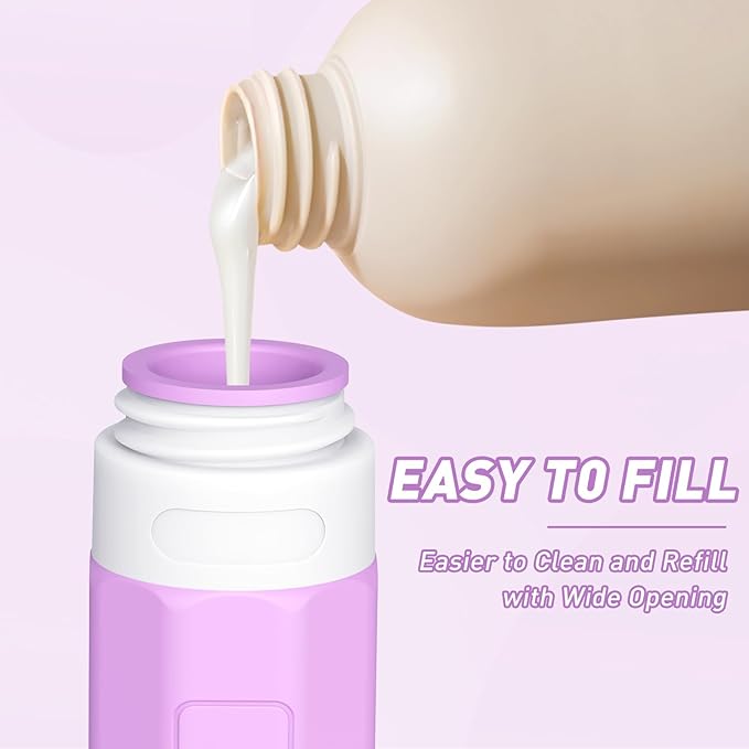 Redfly Travel Bottles for Toiletries, Tsa Approved 3oz Travel Size Containers, Leak Proof Travel Size Toiletries Bottles Silicone, BPA Free Refillable Essentials for Shampoo Conditioners, Purple
