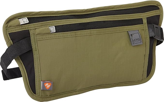 Lewis N. Clark Travel Money Belt Pouch, Slim RFID Blocking Anti Theft Waist Stash Pouches for Cash, Cards and Passport Holder