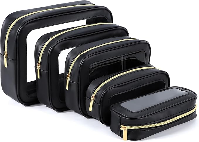 YOPCDJ 5PCS Diaper Bag Organizer Pouch Set, TSA Approved Toiletry Bag，Clear Waterproof TPU Makeup Bag Set Travel Organizer Bags for Women and Kids