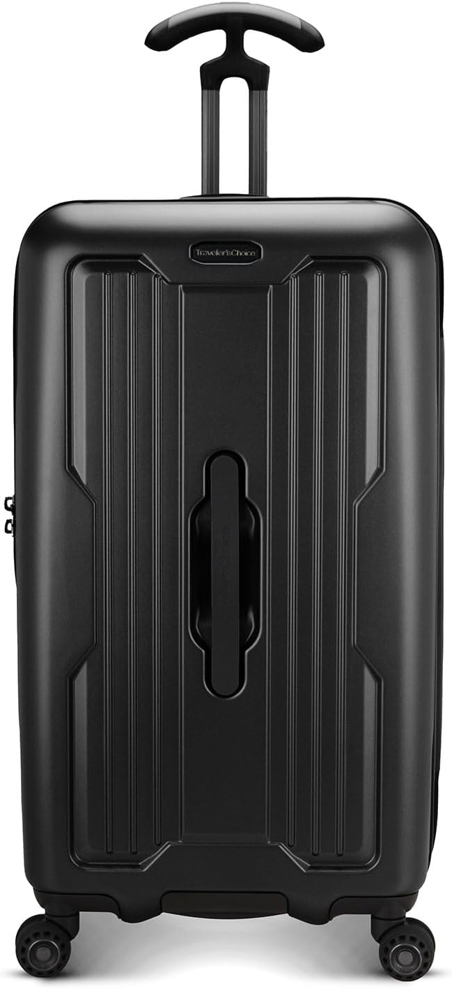Traveler's Choice Ultimax II Polycarbonate Hardside Luggage with Spinner Wheels, Matte Black, 28-Inch Medium Trunk