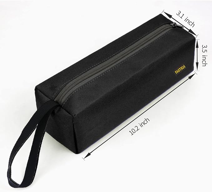 FASTECH 1-Pack Zipper Utility Tool Bag, Small Zipper Bags/Multi-Purpose Tool Pouch Tote Bags Storage Organizer for Screwdrivers, Pliers, Nut Drivers Gifts to Men/Women. (Black)