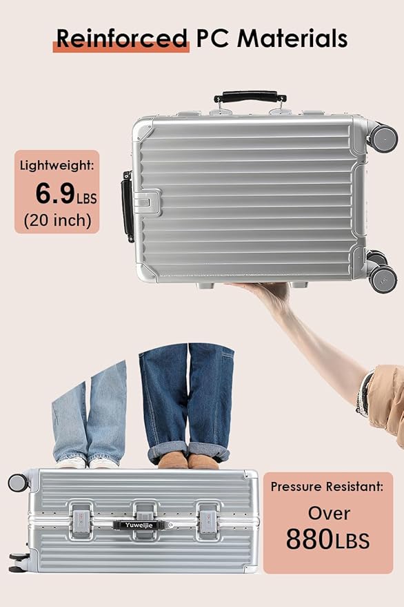 24 Inch Hardside Checked Luggage with Leather Handle, PC Zipperless Suitcase with Spinner Wheels and TSA Locks, Lightweight Checked Luggage for Travel, Grey