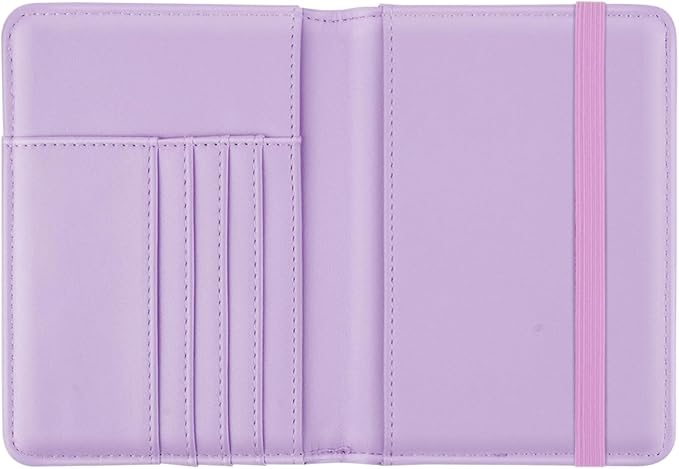 Passport Holder Cover, RFID Travel Wallet Credit Card Holder Cute Purple Pink Passport Book Holders for Women with Elastic Band and Golden Metal Decoration, Gradient Marble