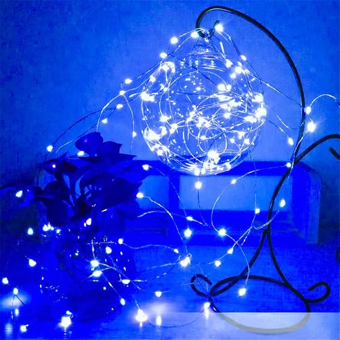 4 Pack Fairy Lights Battery Operated with Timer Christmas Fairy Light Blue | Each 16FT 50 LED, Durable Waterproof Wire, Starry LED String Lights for Indoor Outdoor Xmas Tree Party Bedroom Porch Decor