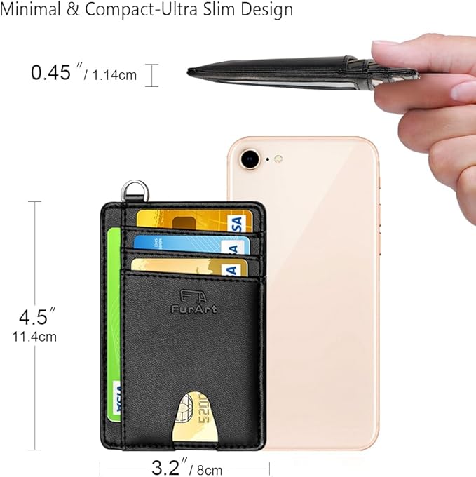 FurArt Slim Minimalist Wallet, Front Pocket Wallets, RFID Blocking, Credit Card Holder for Men