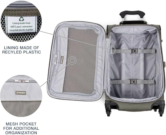 Travelpro Maxlite 5 Softside Expandable Luggage with 4 Spinner Wheels, Lightweight Suitcase, Men and Women, Slate Green, Carry-on 21-Inch