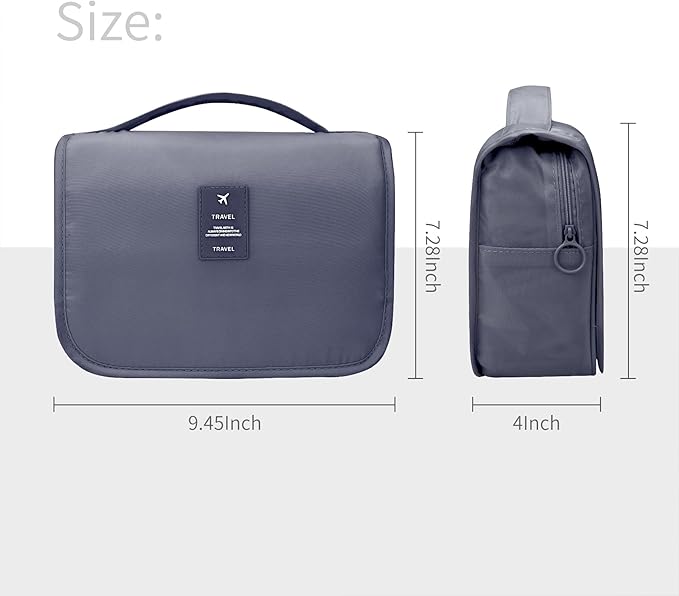 Large Capacity Toiletry Bag Travel Bag with Hanging Hook for Men and Women Waterproof Travel Cosmetic Bag Bathroom Storage Bag for Brushes Set,Mens Bathroom Bag Accessories-Grey