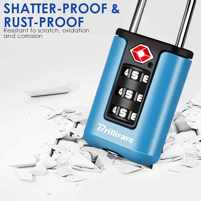 2 Pack TSA Approved Luggage Locks, Combination Travel Padlock, 3-Digit Waterproof Lock, TSA Accepted Outdoor Keyless Resettable Lock for Lockers, Bags, Backpack, Gym, Gate-Blue