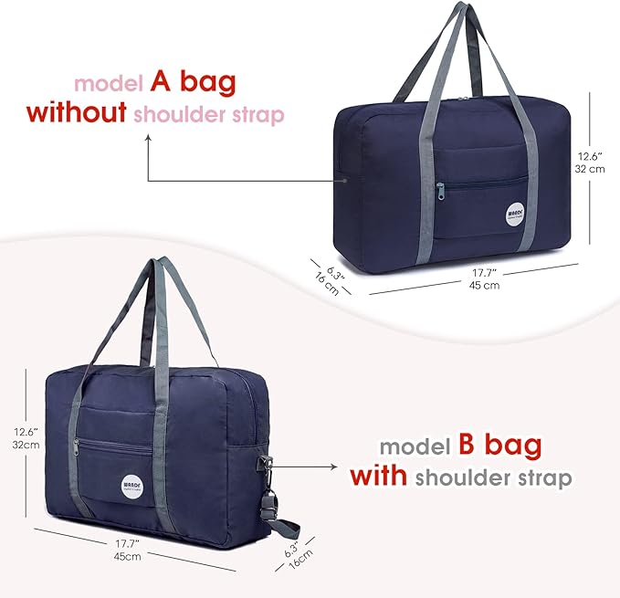WANDF For Spirit Airlines Personal Item Bag 18x14x8 Travel Duffel Bag Underseat Foldable Carry-on Luggage for Women