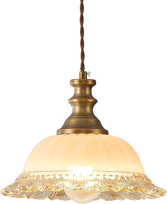 HDDFL Glass Pendant Lights Modern Pendant Lighting Fixtures Hanging Lamp for Kitchen Island Bedroom Dining Room Coffee Shop Hallway Brown and Brass