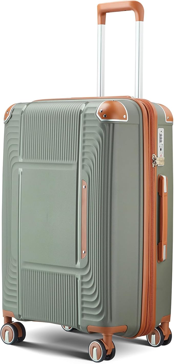 3 Piece Carry On Luggage Set with Expandable Duffel & Toiletry Bag, 20 Inch Hardshell Suitcase with YKK Zippers & Reinforced Corner Guards, Lightweight Spinner Wheels with TSA Lock (Sage Green)