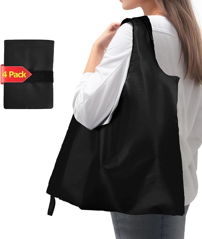 Washable Reusable Grocery Bags, Foldable Reusable Shopping Bags, Polyester Tote, Pocket Size Carrier