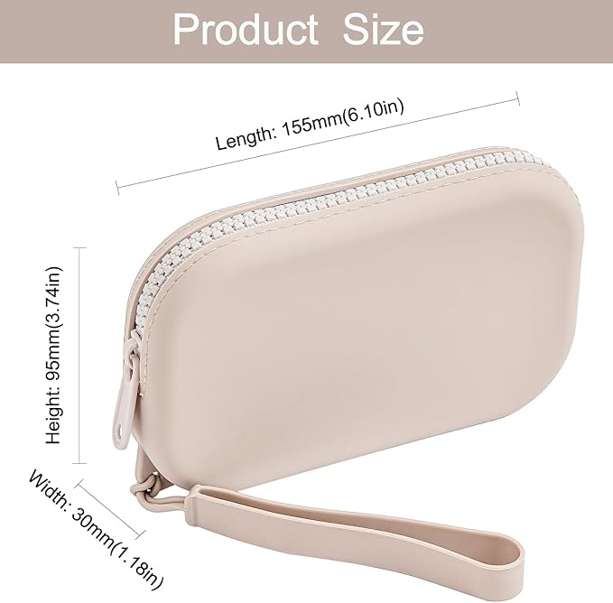 Small Silicone Multifunctional Essential Bag Portable Travel Makeup Bag for Women Men Cards Cash Bag Zipper Pouch (Grey)