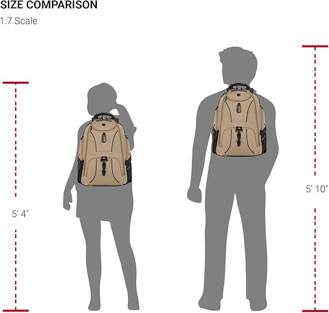 SWISSGEAR 1900 ScanSmart TSA Laptop Backpack Fits 17 Inch Laptop with RFID Protection and Tablet Pocket, Pastel Brown, 19-Inch